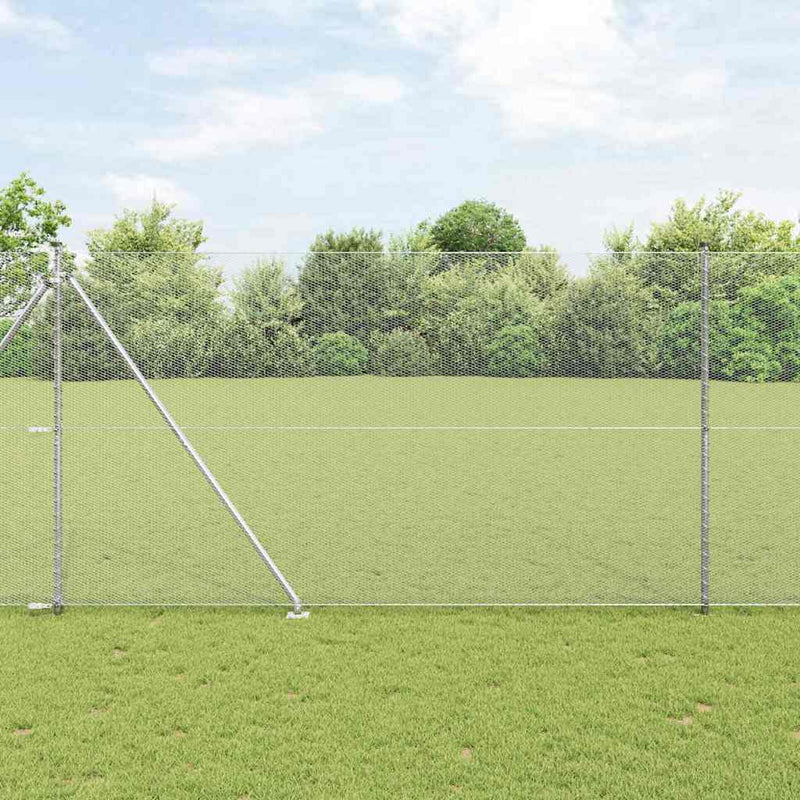 vidaXL Kerítés oszlopokkal Ezüst 1.5 x 50 m PVC-bevonatos acél