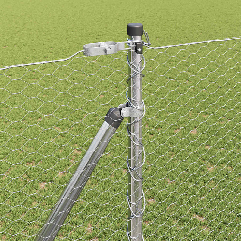 vidaXL Kerítés oszlopokkal Ezüst 1.5 x 50 m PVC-bevonatos acél