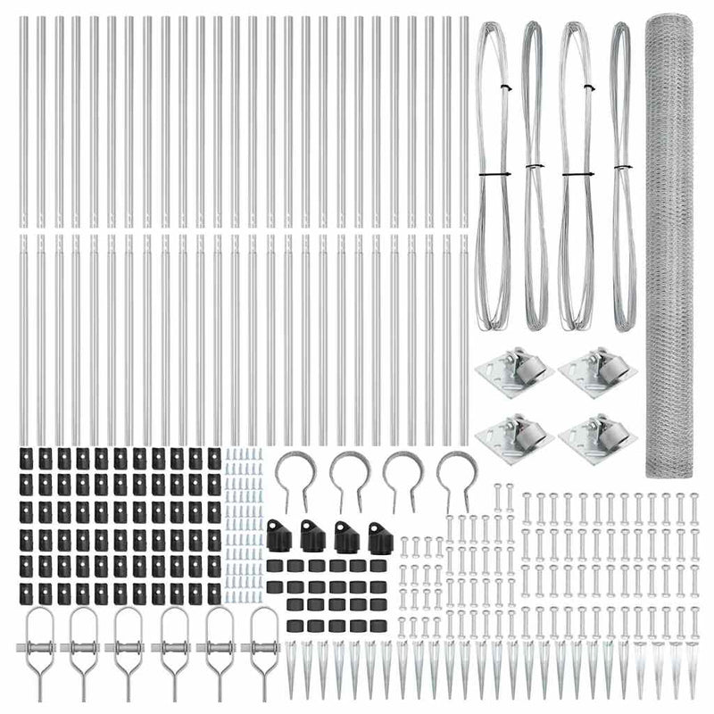 vidaXL Kerítés oszlopokkal Ezüst 1.6 x 50 m PVC-bevonatos acél