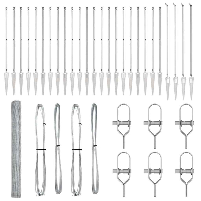 vidaXL Kerítés oszlopokkal Ezüst 1.6 x 50 m PVC-bevonatos acél