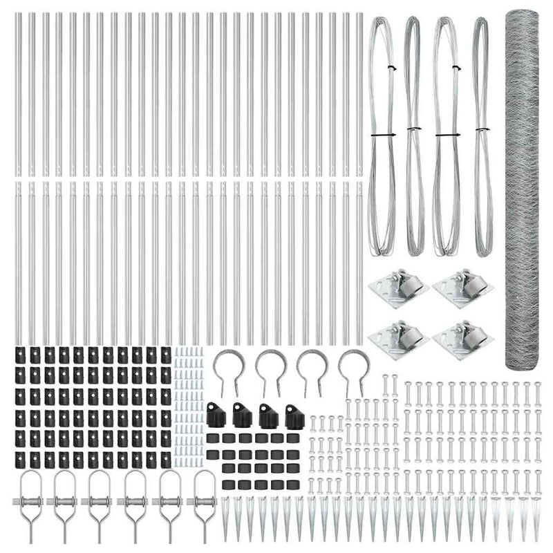vidaXL Kerítés oszlopokkal Ezüst 1.6 x 50 m PVC-bevonatos acél