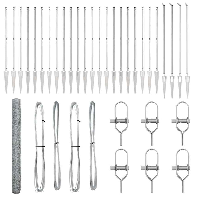 vidaXL Kerítés oszlopokkal Ezüst 1.6 x 50 m PVC-bevonatos acél