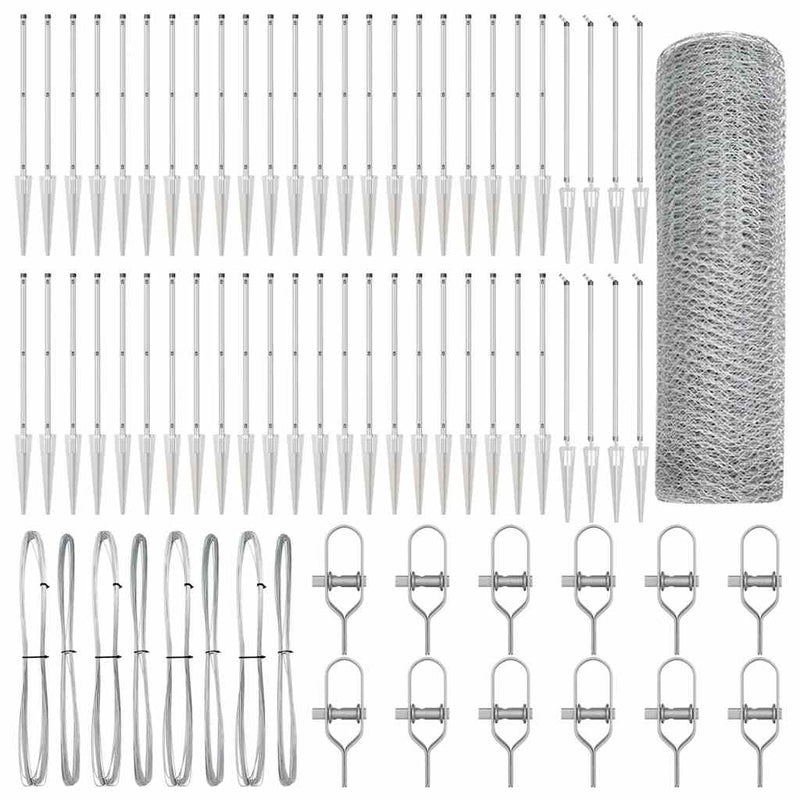 vidaXL Kerítés oszlopokkal Ezüst 0.4 x 100 m PVC-bevonatos acél