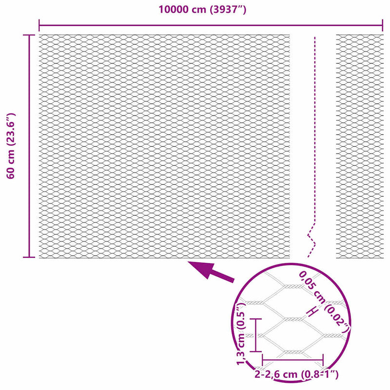 vidaXL Kerítés oszlopokkal Ezüst 0.6 x 100 m PVC-bevonatos acél