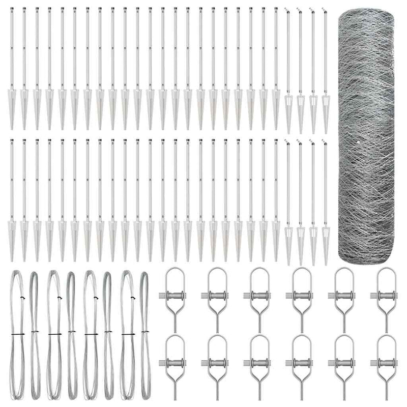 vidaXL Kerítés oszlopokkal Ezüst 0.6 x 100 m PVC-bevonatos acél