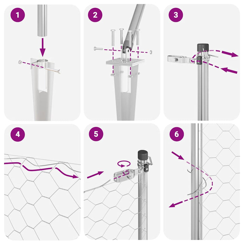 vidaXL Kerítés oszlopokkal Ezüst 1 x 100 m PVC-bevonatos acél