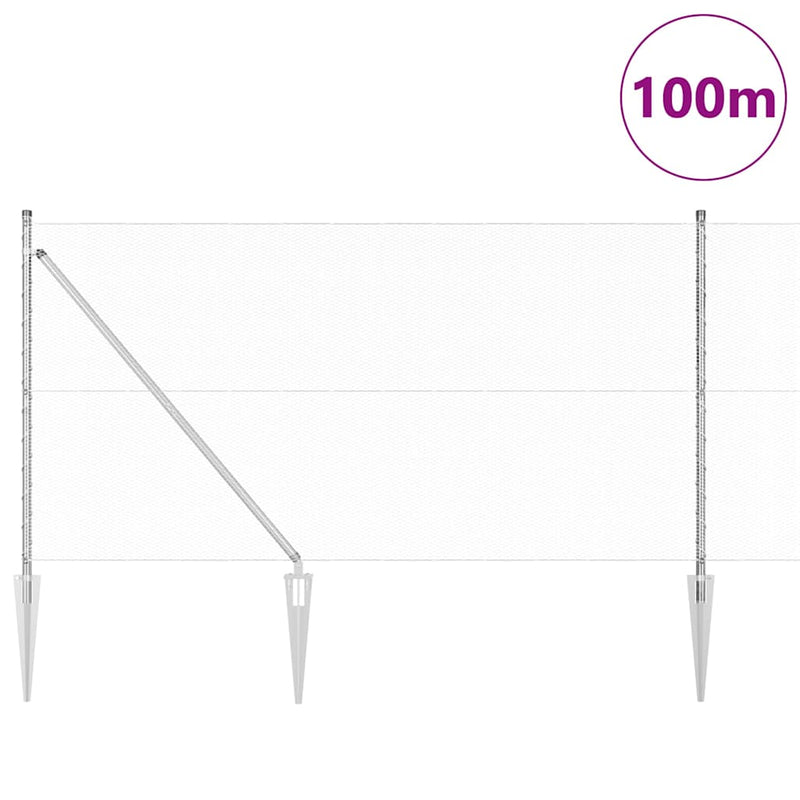 vidaXL Kerítés oszlopokkal Ezüst 1 x 100 m PVC-bevonatos acél