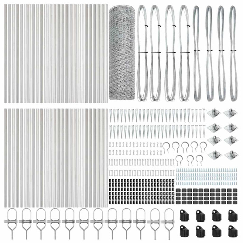 vidaXL Kerítés oszlopokkal Ezüst 1 x 100 m PVC-bevonatos acél
