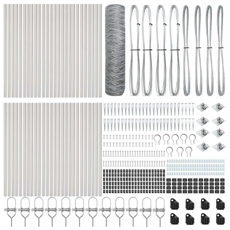 vidaXL Kerítés oszlopokkal Ezüst 1 x 100 m PVC-bevonatos acél