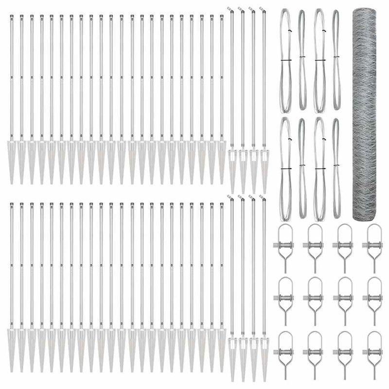 vidaXL Kerítés oszlopokkal Ezüst 1.2 x 100 m PVC-bevonatos acél