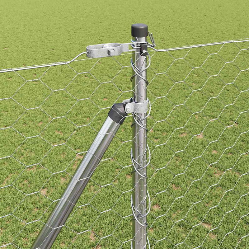 vidaXL Kerítés oszlopokkal Ezüst 1.6 x 100 m PVC-bevonatos acél