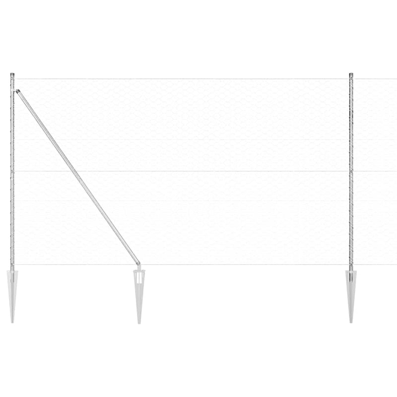 vidaXL Kerítés oszlopokkal Ezüst 1.6 x 100 m PVC-bevonatos acél