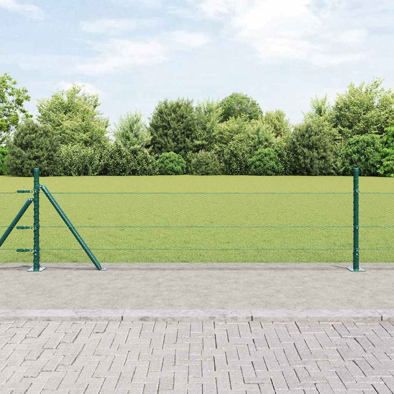 vidaXL Kerítés oszlopokkal Zöld 0,4 x 10 m PVC-bevonatos acél
