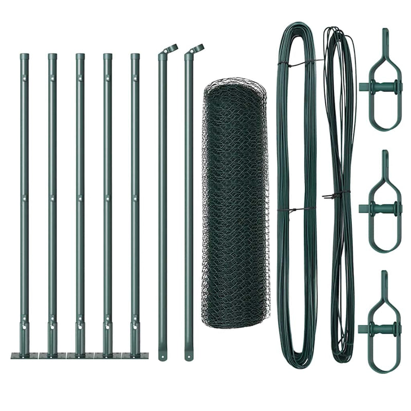 vidaXL Kerítés oszlopokkal Zöld 0.5 x 10 m PVC-bevonatos acél
