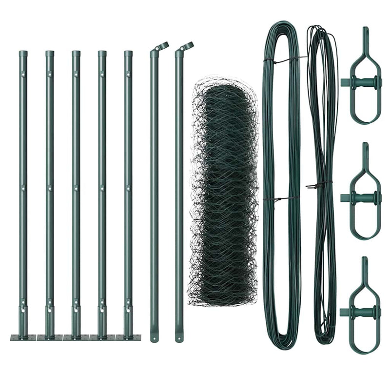 vidaXL Kerítés oszlopokkal Zöld 0.5 x 10 m PVC-bevonatos acél