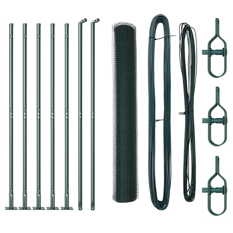 vidaXL Kerítés oszlopokkal Zöld 0.8 x 10 m PVC-bevonatos acél