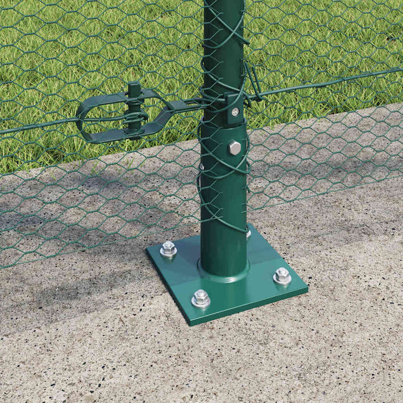 vidaXL Kerítés oszlopokkal Zöld 1.2 x 10 m PVC-bevonatos acél