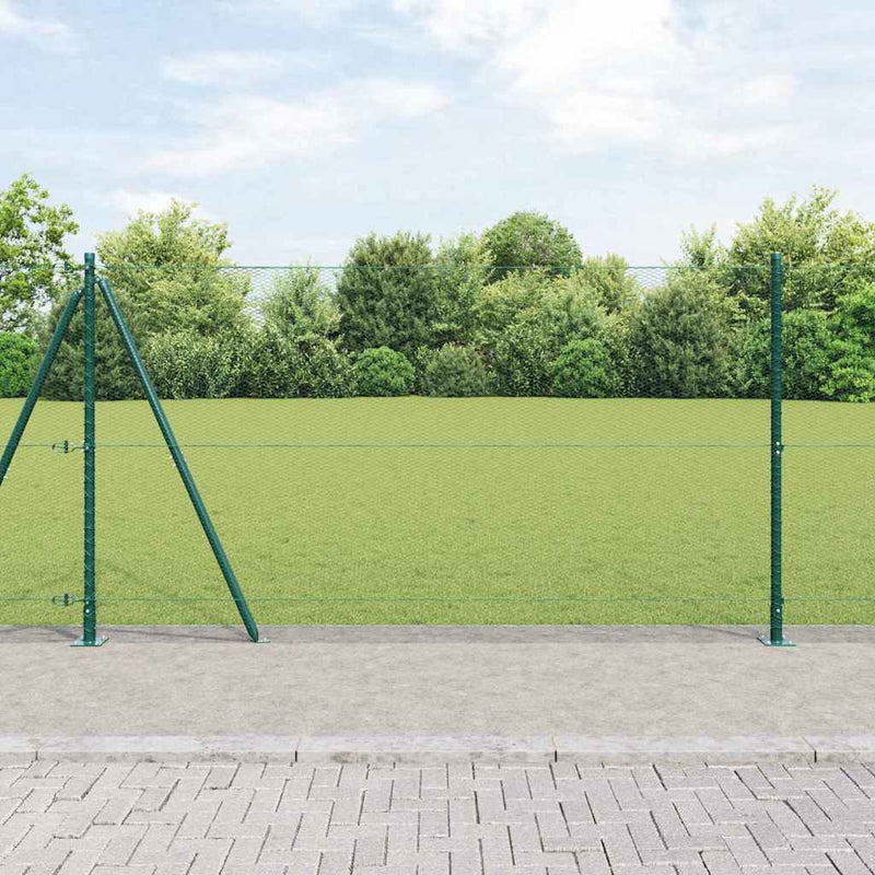 vidaXL Kerítés oszlopokkal Zöld 1.2 x 10 m PVC-bevonatos acél