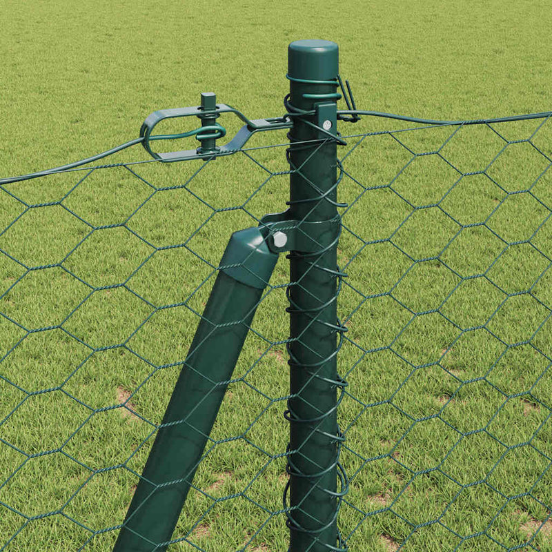 vidaXL Kerítés oszlopokkal Zöld 1.2 x 10 m PVC-bevonatos acél