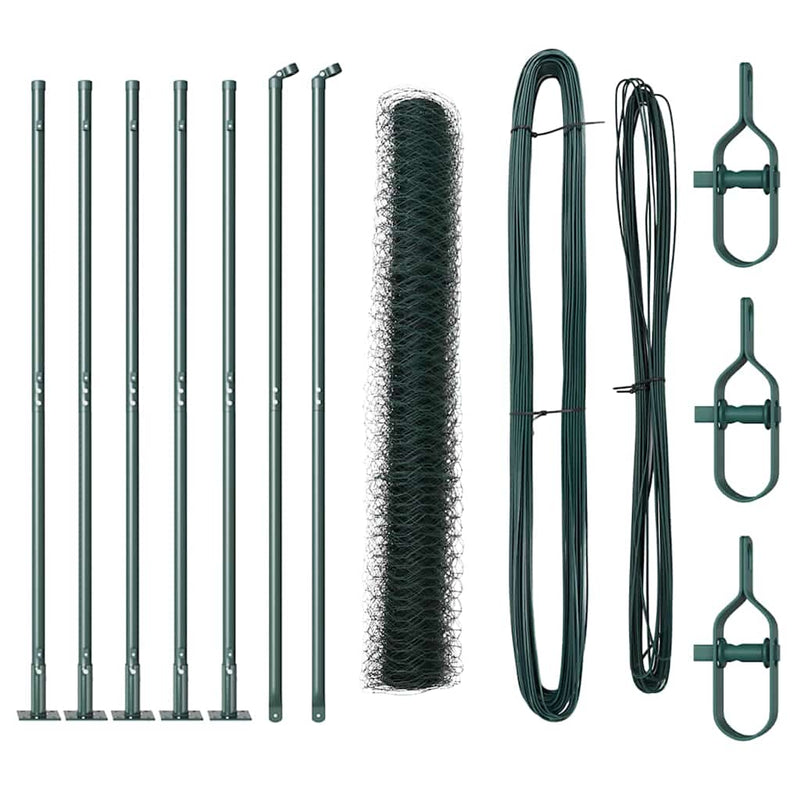vidaXL Kerítés oszlopokkal Zöld 1.2 x 10 m PVC-bevonatos acél