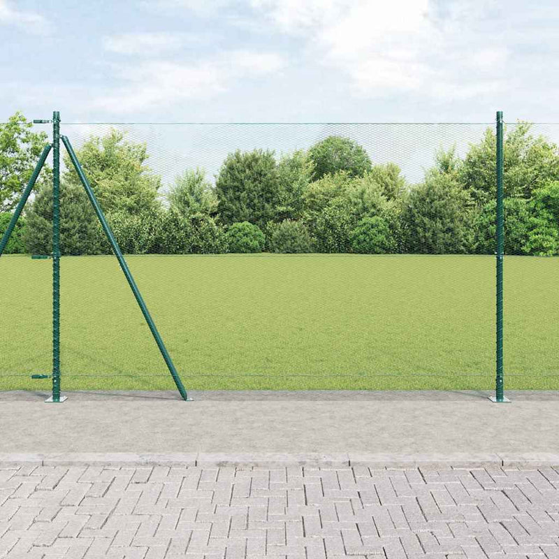 vidaXL Kerítés oszlopokkal Zöld 1.5 x 10 m PVC-bevonatos acél
