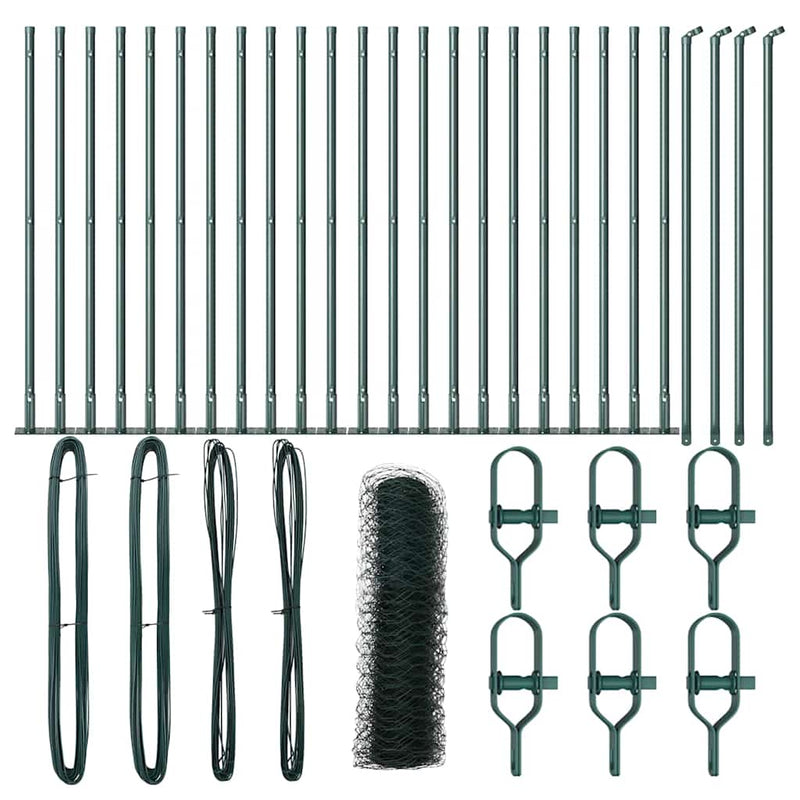 vidaXL Kerítés oszlopokkal Zöld 0.6 x 50 m PVC-bevonatos acél