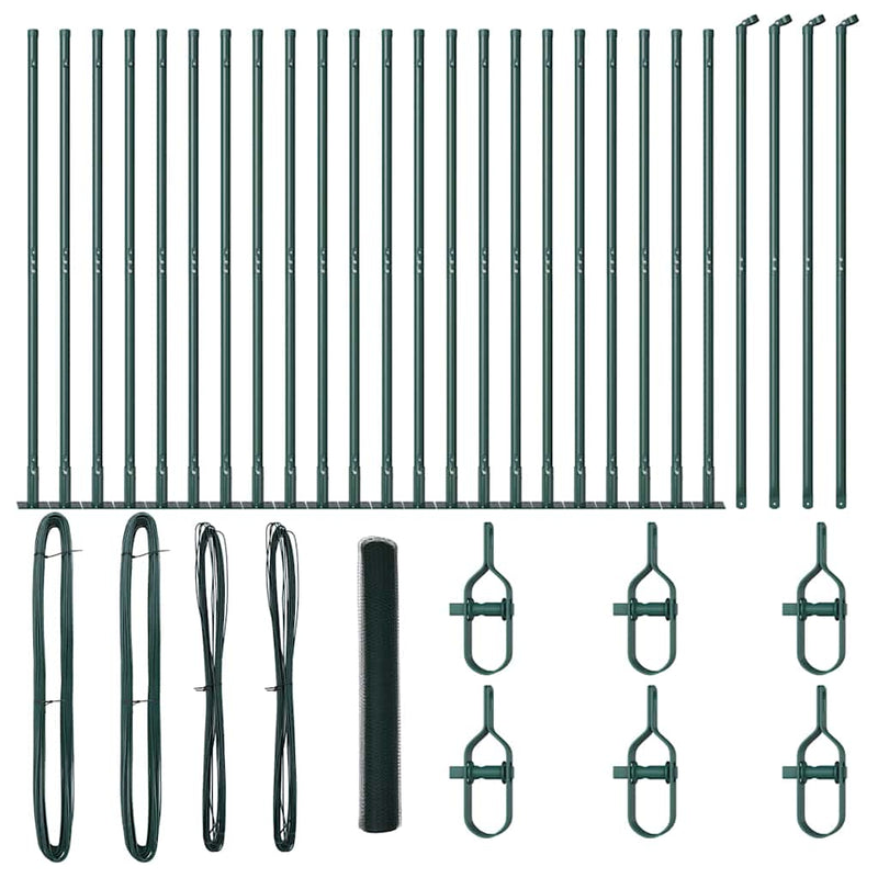 vidaXL Kerítés oszlopokkal Zöld 1.2 x 50 m PVC-bevonatos acél