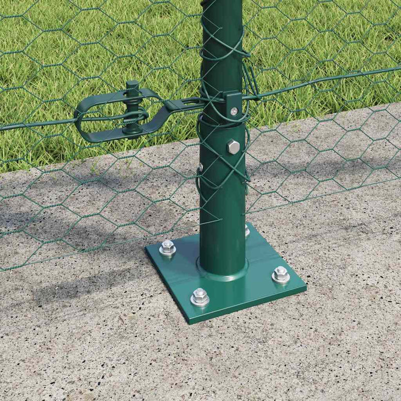 vidaXL Kerítés oszlopokkal Zöld 1.2 x 50 m PVC-bevonatos acél