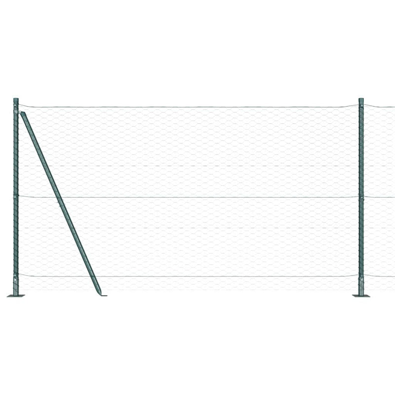 vidaXL Kerítés oszlopokkal Zöld 1.2 x 50 m PVC-bevonatos acél