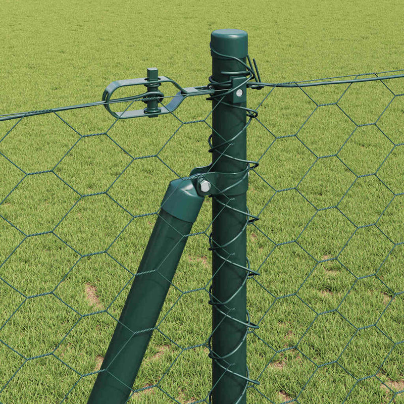 vidaXL Kerítés oszlopokkal Zöld 1.2 x 50 m PVC-bevonatos acél