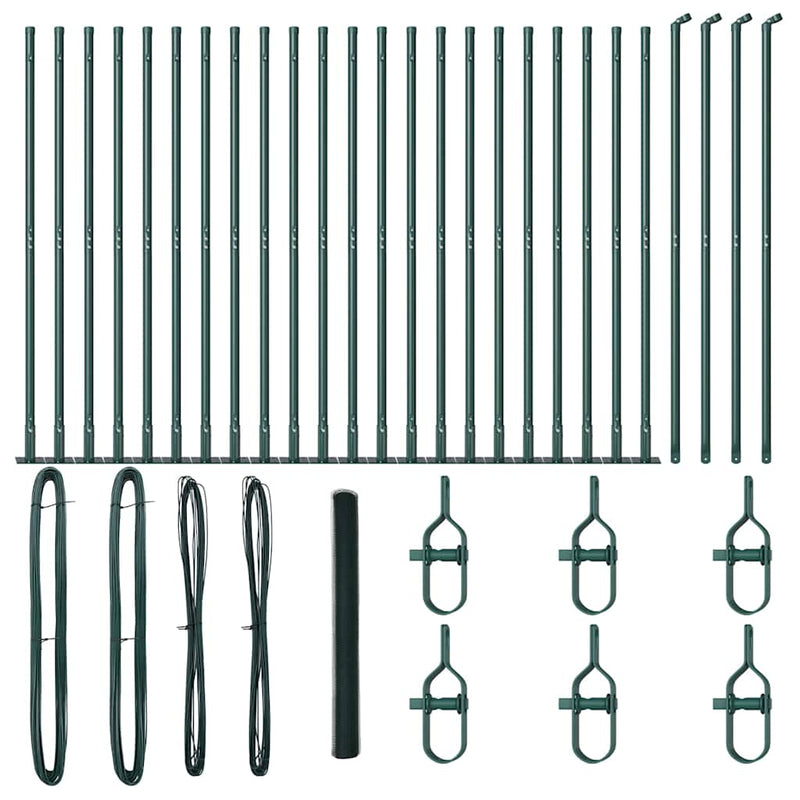 vidaXL Kerítés oszlopokkal Zöld 1.6 x 50 m PVC-bevonatos acél