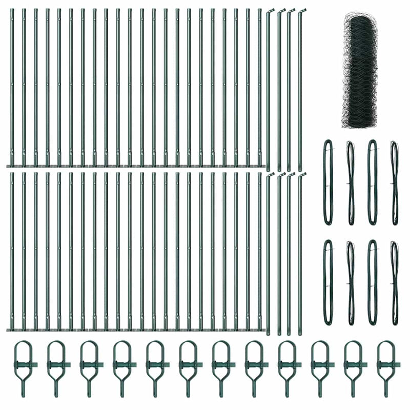 vidaXL Kerítés oszlopokkal Zöld 0.6 x 100 m PVC-bevonatos acél