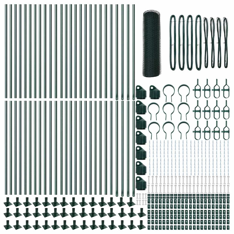 vidaXL Kerítés oszlopokkal Zöld 0.8 x 100 m PVC-bevonatos acél