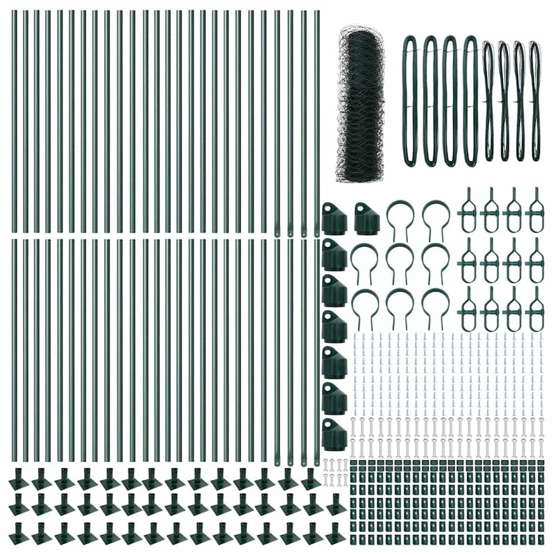 vidaXL Kerítés oszlopokkal Zöld 0.8 x 100 m PVC-bevonatos acél