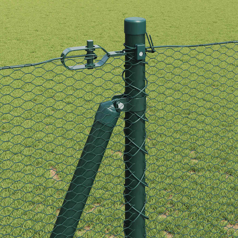 vidaXL Kerítés oszlopokkal Zöld 1.2 x 100 m PVC-bevonatos acél