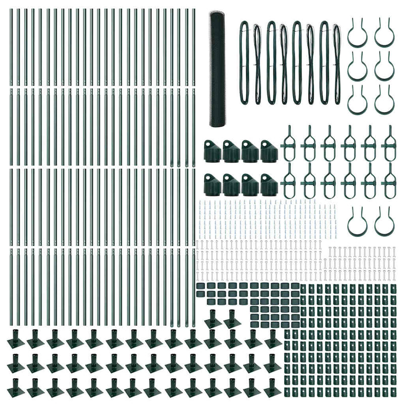 vidaXL Kerítés oszlopokkal Zöld 1.2 x 100 m PVC-bevonatos acél