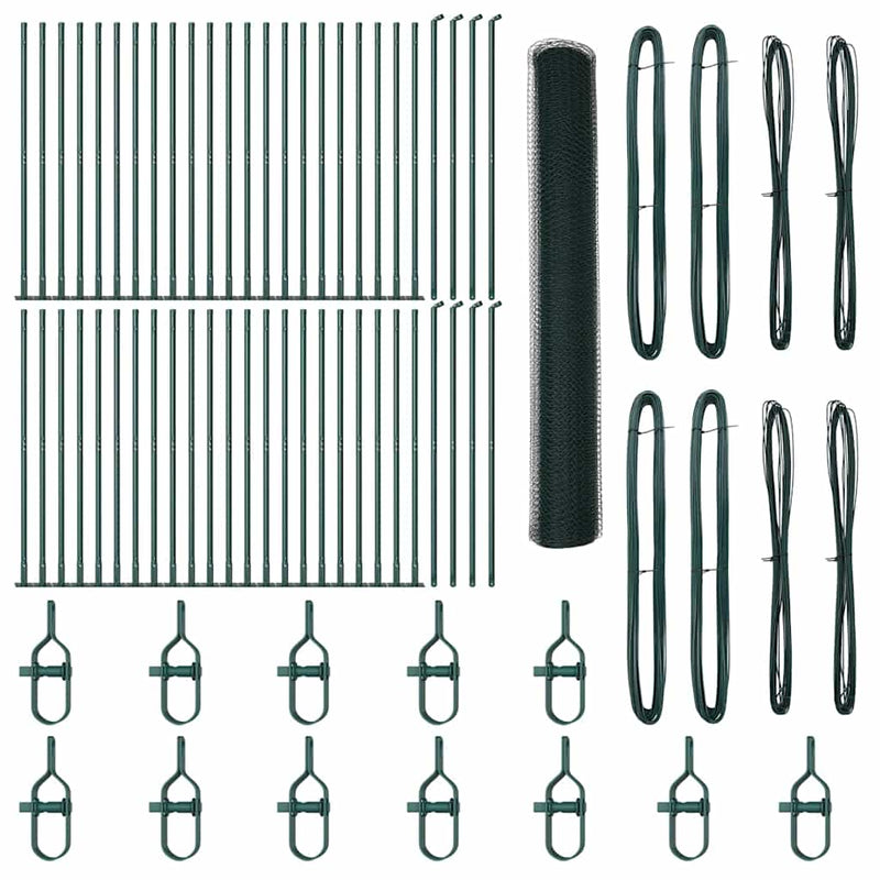 vidaXL Kerítés oszlopokkal Zöld 1.2 x 100 m PVC-bevonatos acél