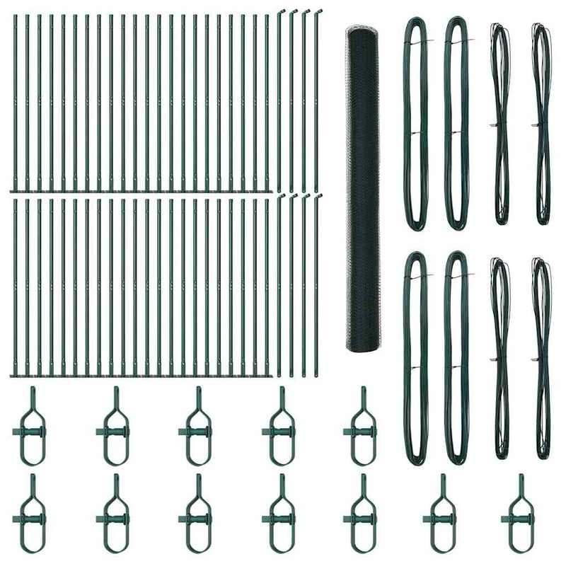 vidaXL Kerítés oszlopokkal Zöld 1.6 x 100 m PVC-bevonatos acél