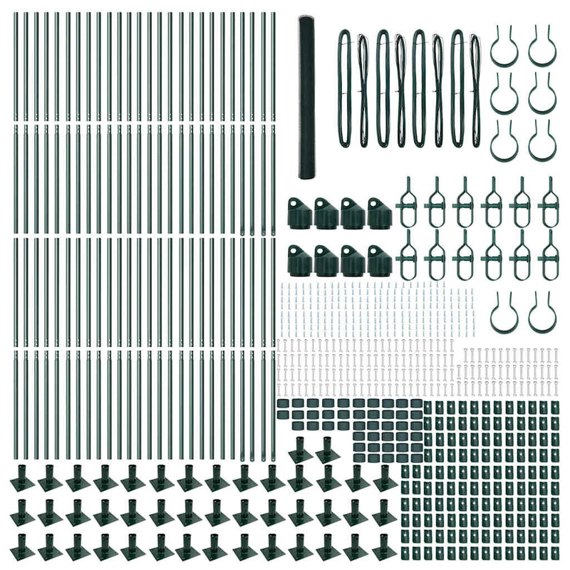 vidaXL Kerítés oszlopokkal Zöld 1.6 x 100 m PVC-bevonatos acél
