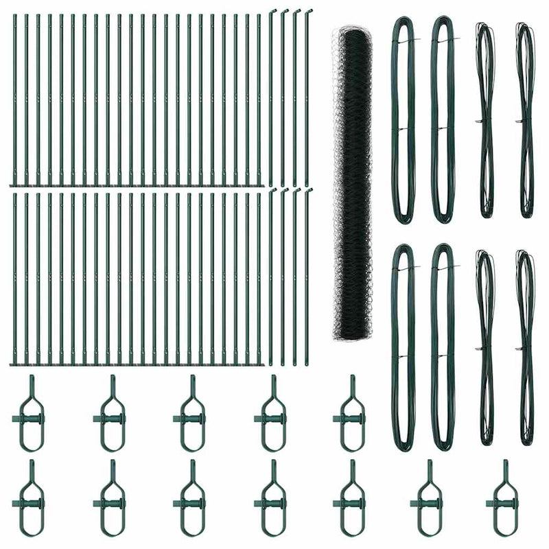 vidaXL Kerítés oszlopokkal Zöld 1.6 x 100 m PVC-bevonatos acél