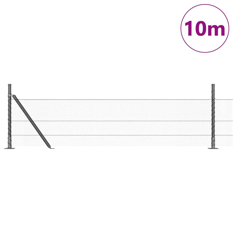 vidaXL Kerítés oszlopokkal Szürke 0.5 x 10 m PVC-bevonatos acél