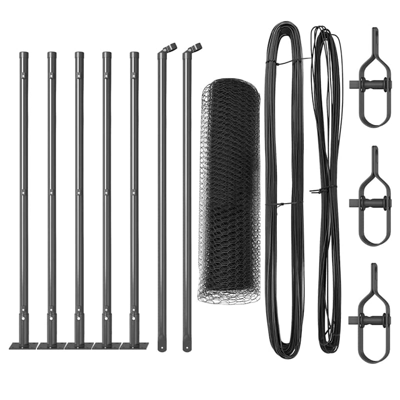 vidaXL Kerítés oszlopokkal Szürke 0,6 x 10 m PVC-bevonatos acél