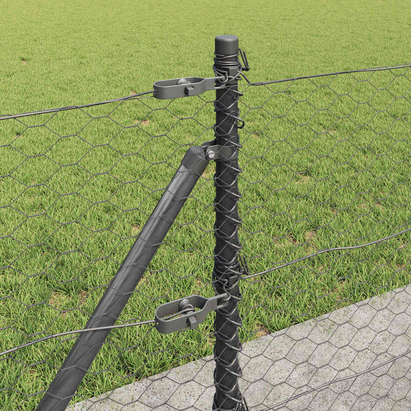 vidaXL Kerítés oszlopokkal Szürke 0,6 x 10 m PVC-bevonatos acél