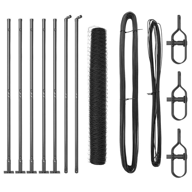 vidaXL Kerítés oszlopokkal Szürke 0.8 x 10 m PVC-bevonatos acél