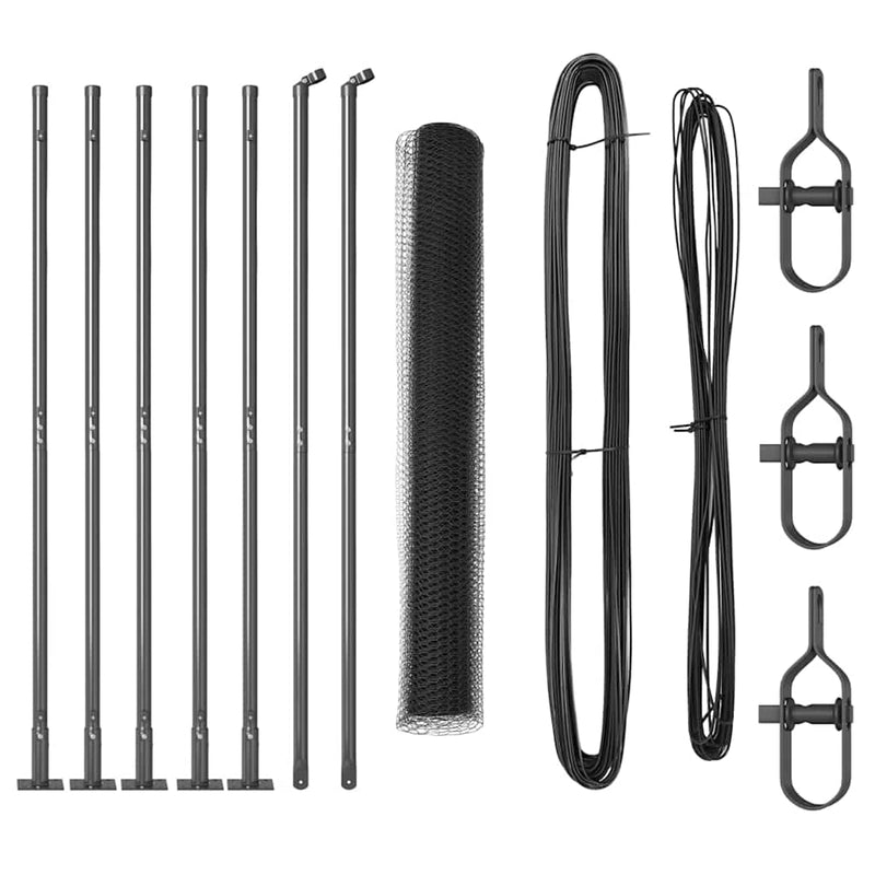 vidaXL Kerítés oszlopokkal Szürke 1 x 10 m PVC-bevonatos acél