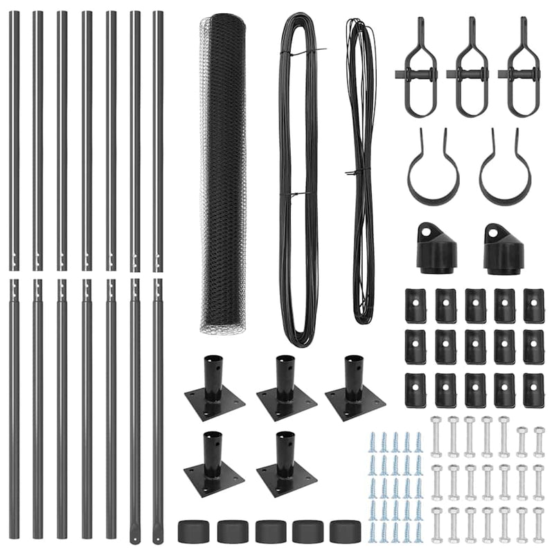 vidaXL Kerítés oszlopokkal Szürke 1 x 10 m PVC-bevonatos acél