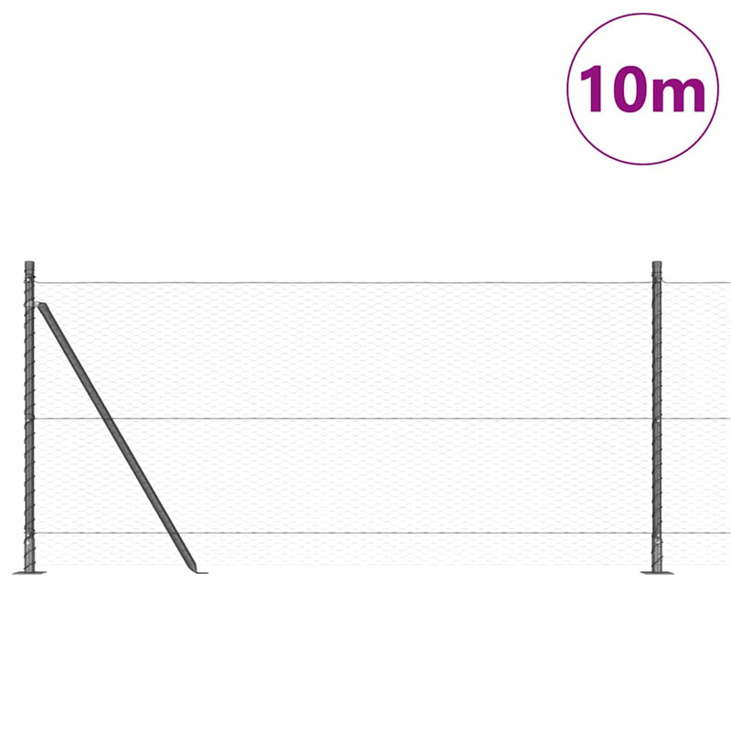 vidaXL Kerítés oszlopokkal Szürke 1 x 10 m PVC-bevonatos acél