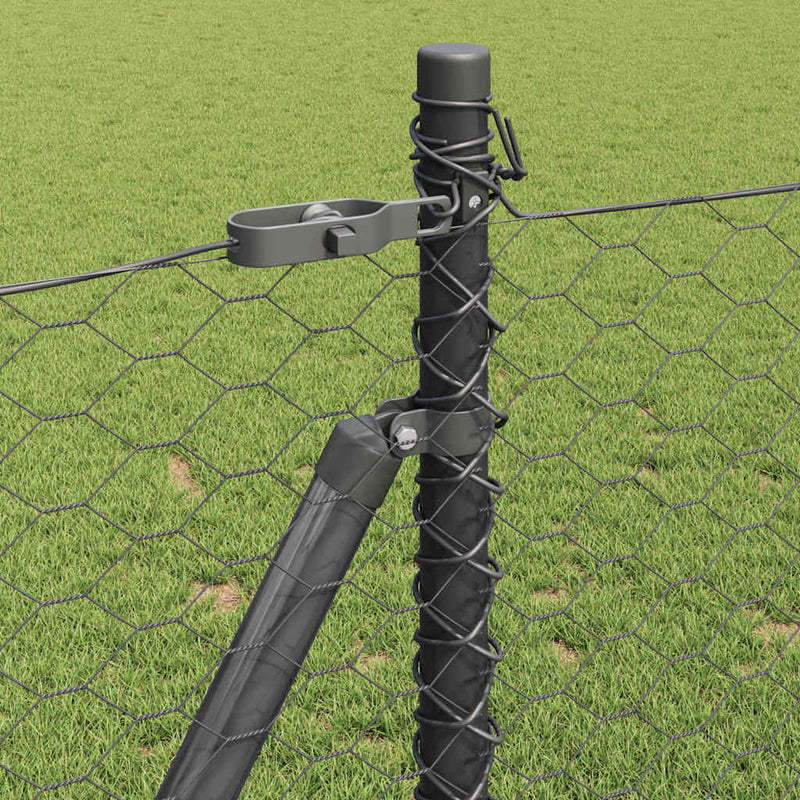 vidaXL Kerítés oszlopokkal Szürke 1 x 10 m PVC-bevonatos acél