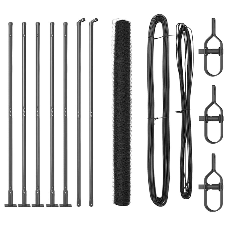 vidaXL Kerítés oszlopokkal Szürke 1.4 x 10 m PVC-bevonatos acél