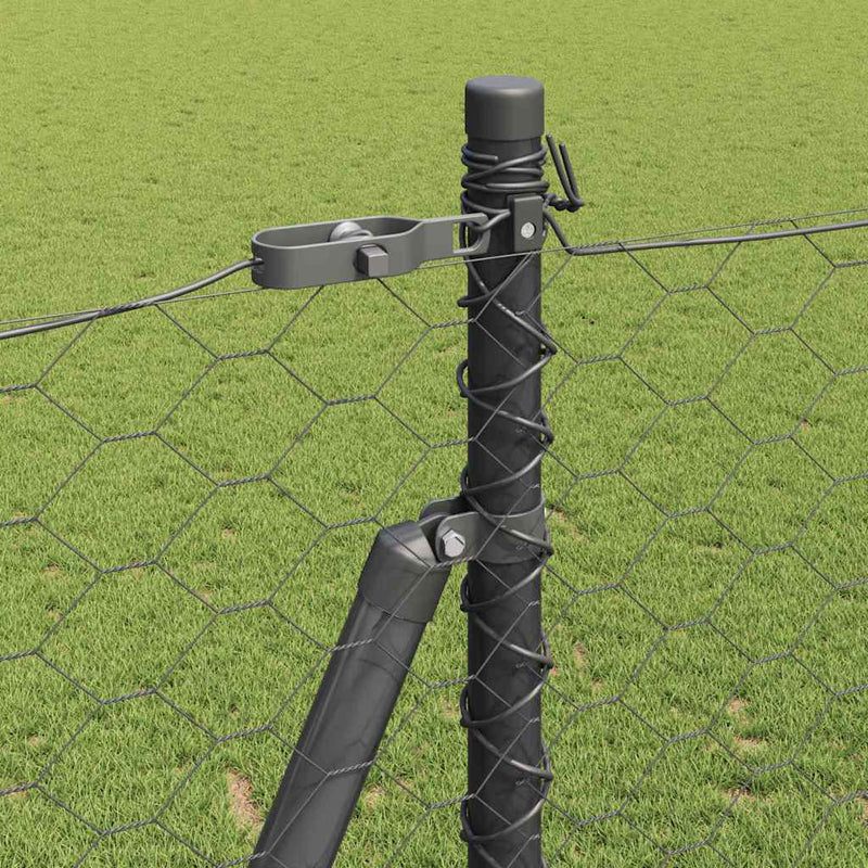 vidaXL Kerítés oszlopokkal Szürke 1.5 x 10 m PVC-bevonatos acél